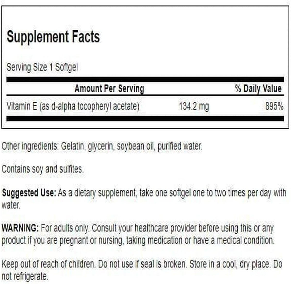 Swanson Natural Vitamin E 200 IU (134.2 mg) – 250 Softgels - görsel 2