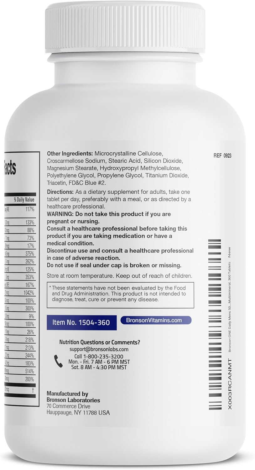 Bronson ONE Daily Men's 50+ Complete Multivitamin Multimineral, 360 Tablets - görsel 7