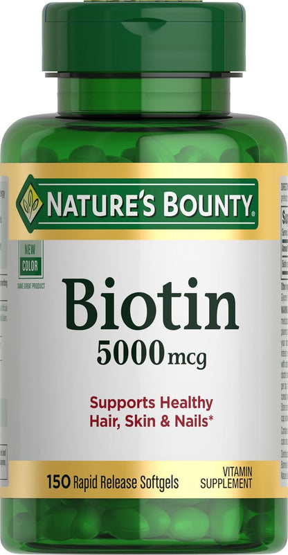 Nature's Bounty High Strength Biotin 5000mcg Softgels, 2-Pack