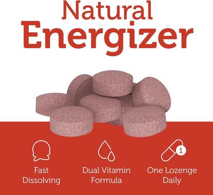 Zahler Energizer - Folate and B12 Supplement - Fast Dissolving Cherry Flavour Lozenges - Dual Vitamin Methylated B12 & Folate Supplement with 1360 mcg Folate (360 Lozenges)