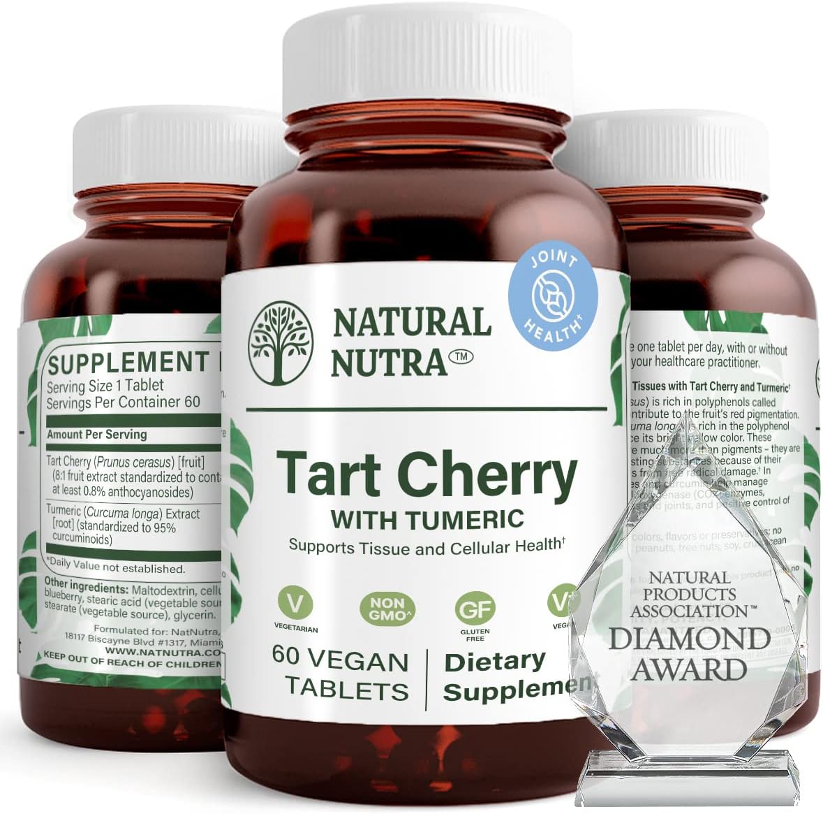 Natural Nutra Tart Cherry Extract with Turmeric Curcumin - Joint, Immune & Sleep Support - 60 Tablets - görsel 1
