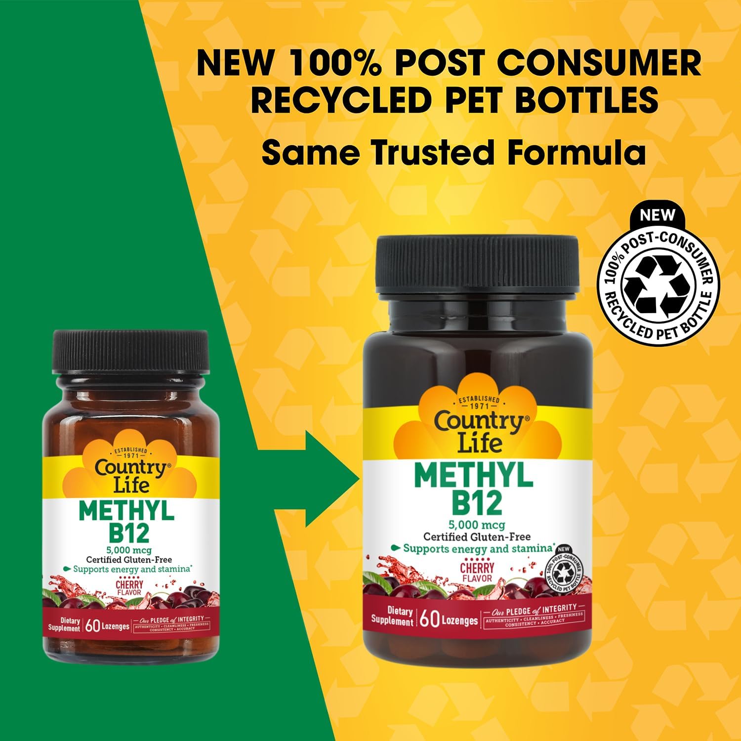 Country Life Methyl B12, Contributes to Energy and Stamina, 5,000mcg, 60 Lozenges, Gluten-free, Vegan, Non-GM Verified - görsel 3