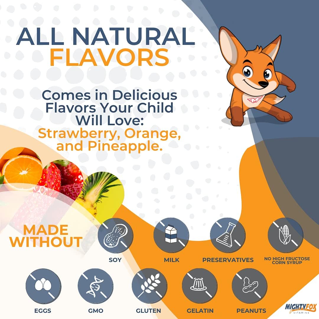 Mighty Fox Vitamins Children's Multivitamin Gummies - Non-GMO, Gluten-Free, Vegan - with Vitamin C, B Vitamins, Zinc - 100 Count (2 Pack) - görsel 5