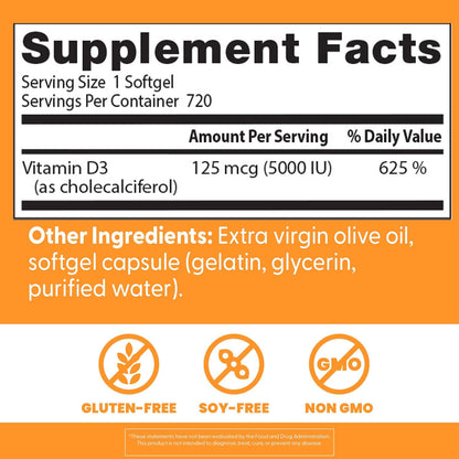 Doctor's Best Vitamin D3, 5000 IU, 720 Capsules