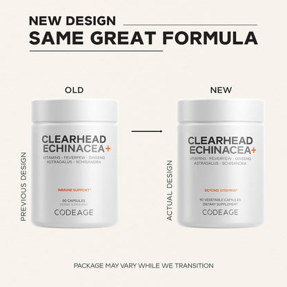 Codeage Clearhead Echinacea+ Supplement – Herbal Blend with Ginseng, Feverfew, Vitamins & Minerals