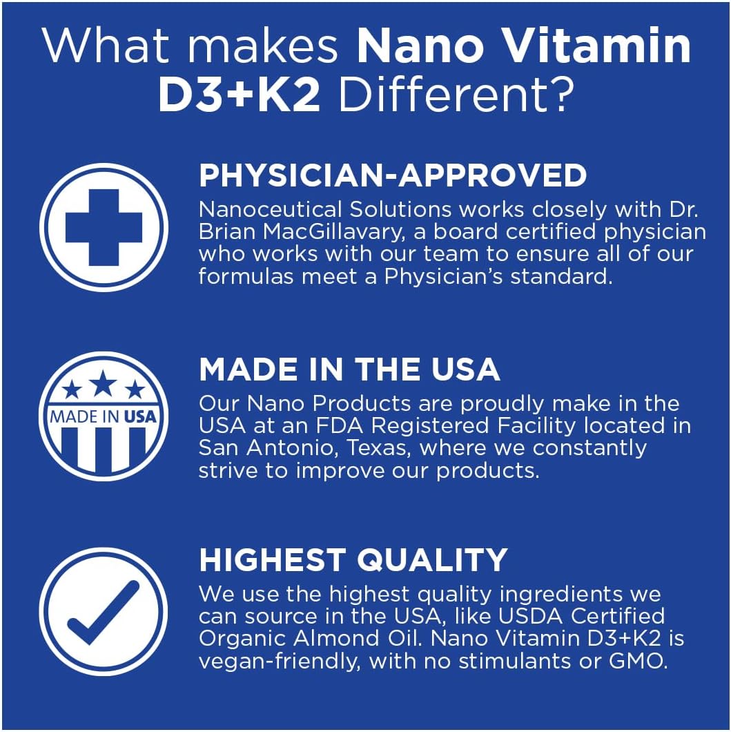 Nano Vitamin D3+K2 Liquid Drops - 5000 IU / 100 mcg - Rapid Absorption - 30 ml - görsel 3