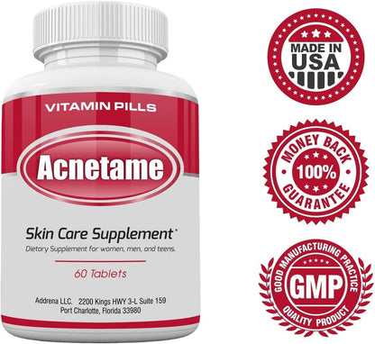 Acnetame Acne Pills – Vitamin Supplement for Clear Skin – 60 Tablets