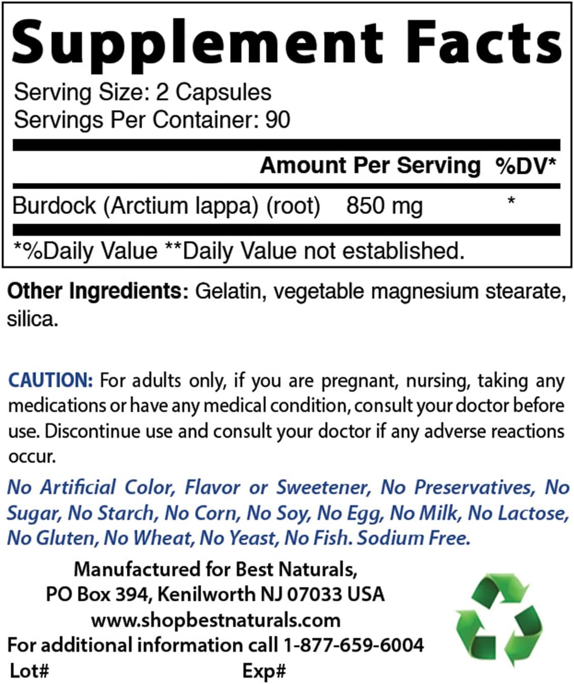 Best Naturals Burdock Root 425 mg, 180 Capsules (Pack of 3) - görsel 2