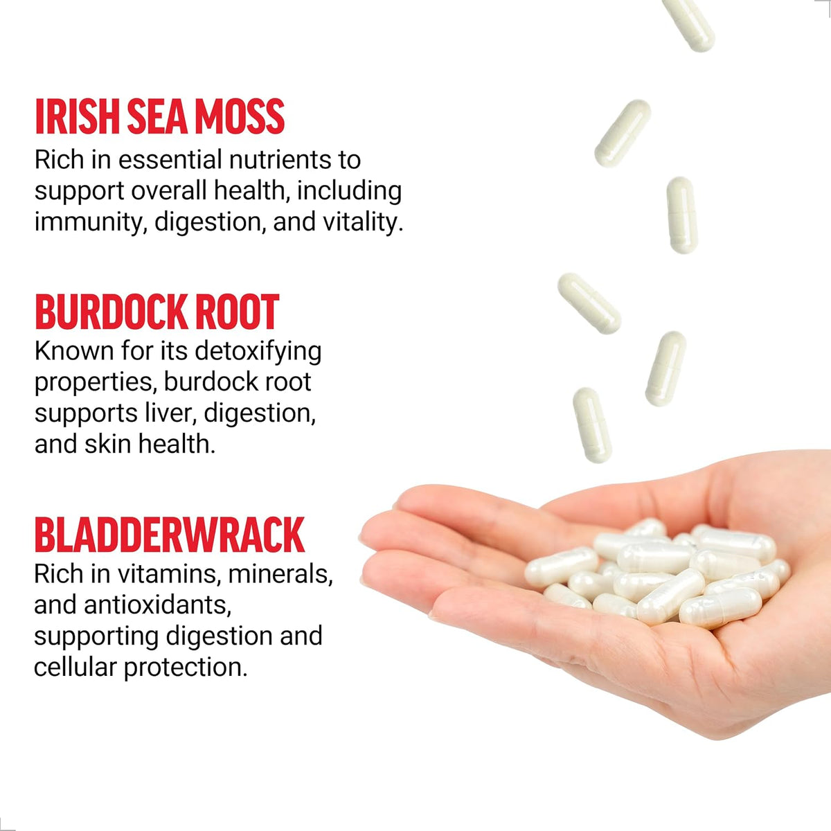 Force Factor Irish Sea Moss Capsules with Burdock and Bladderwrack – Vegan, No Gelatin, 90 Capsules - görsel 3
