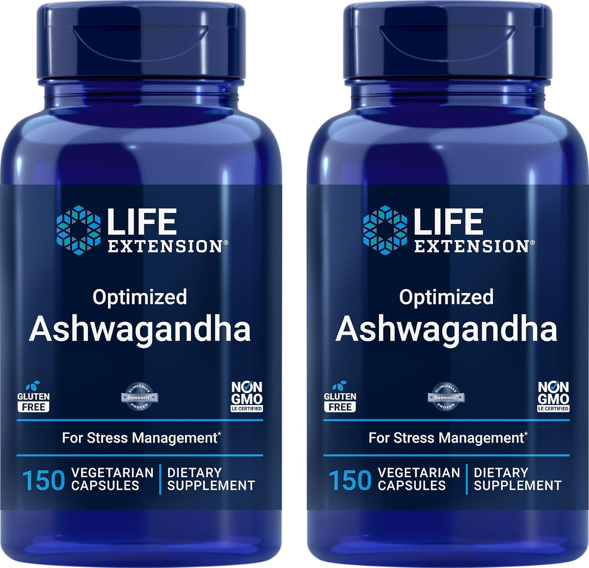Life Extension Optimised Ashwagandha, 150 Veg Capsules (Pack of 2) - Non-GMO, Gluten-free, Vegetarian Capsules - görsel 1