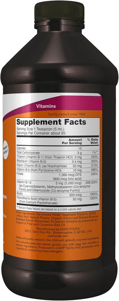 NOW Foods Ultra B12 Liquid – 5000mcg B12 with 800mcg Folic Acid, 473ml