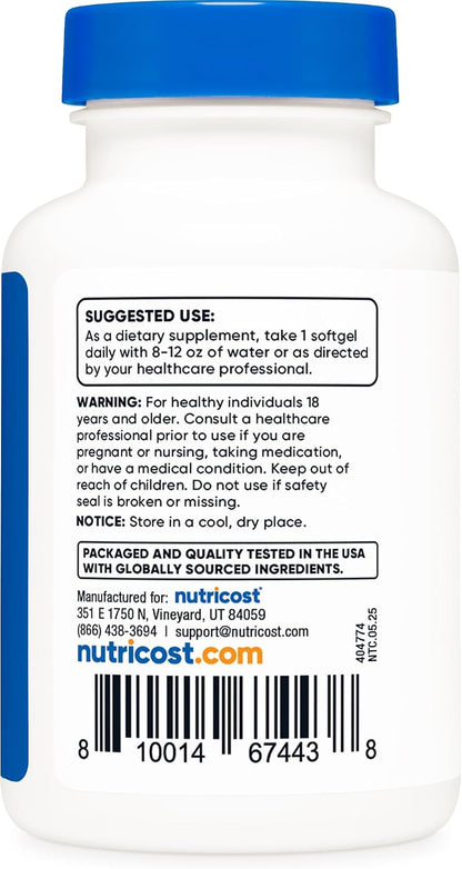 Nutricost Vitamin D3 2000 IU Softgels, 240 Softgels - Non-GM & Gluten-free