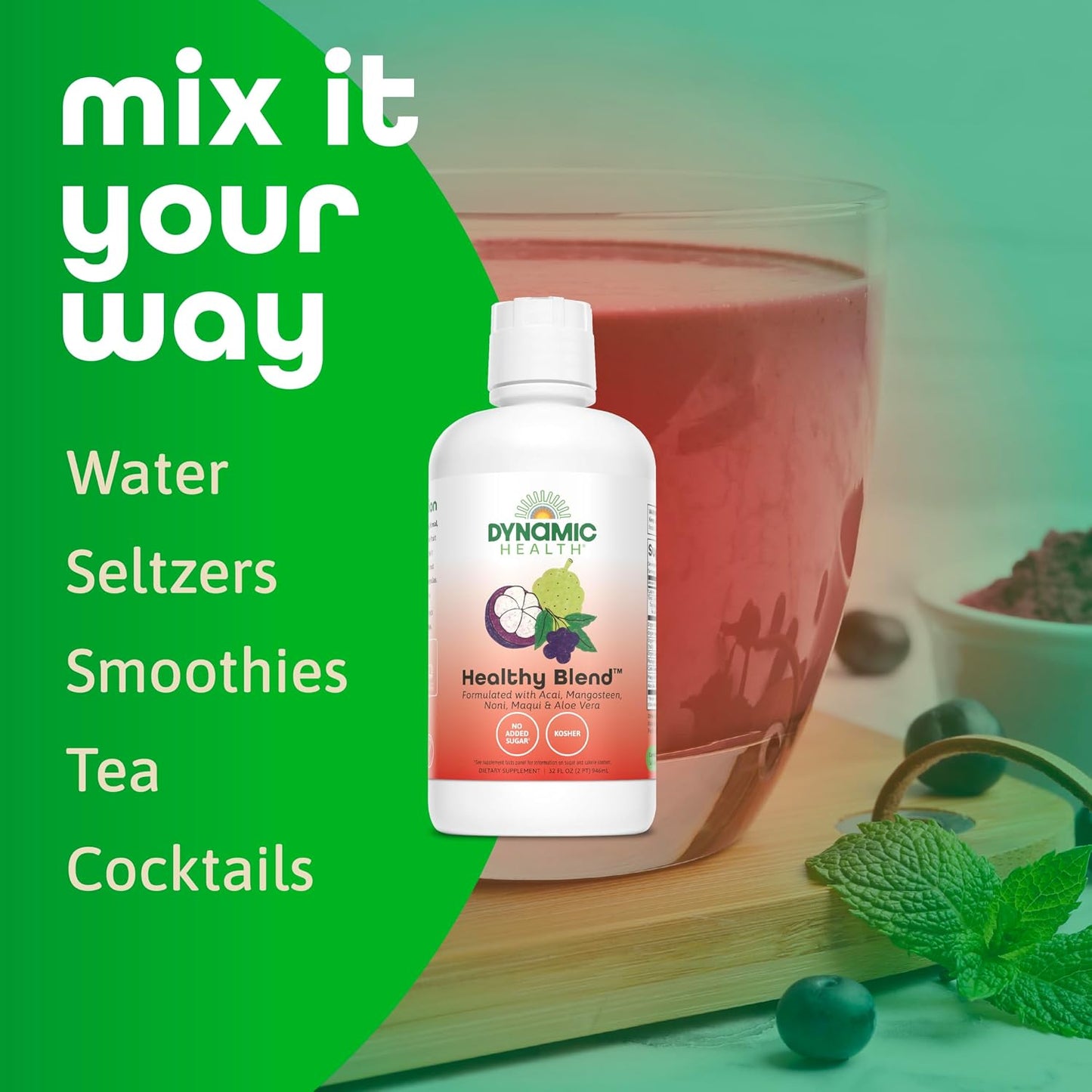Dynamic Health Healthy Blend - Organic Superfruit Juice with Acai, Mangosteen, Noni, Maqui & Aloe Vera, 946 ml - görsel 5
