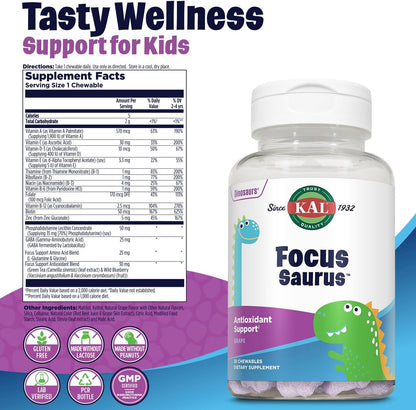 Kal Focus-Saurus Grape, 30 Chewable Tablets