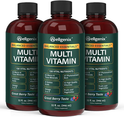Wellgenix Balanced Essentials Liquid Multivitamin & Minerals - 946 ml - 138 Nutrients per Serving