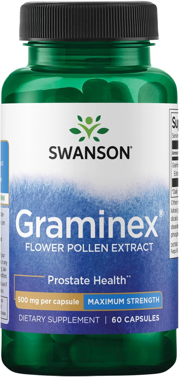 Swanson Graminex Flower Pollen Extract | Men's Health Supplement for Prostate, Kidney & Urinary Support | Non-GMO | 60 Capsules - görsel 1