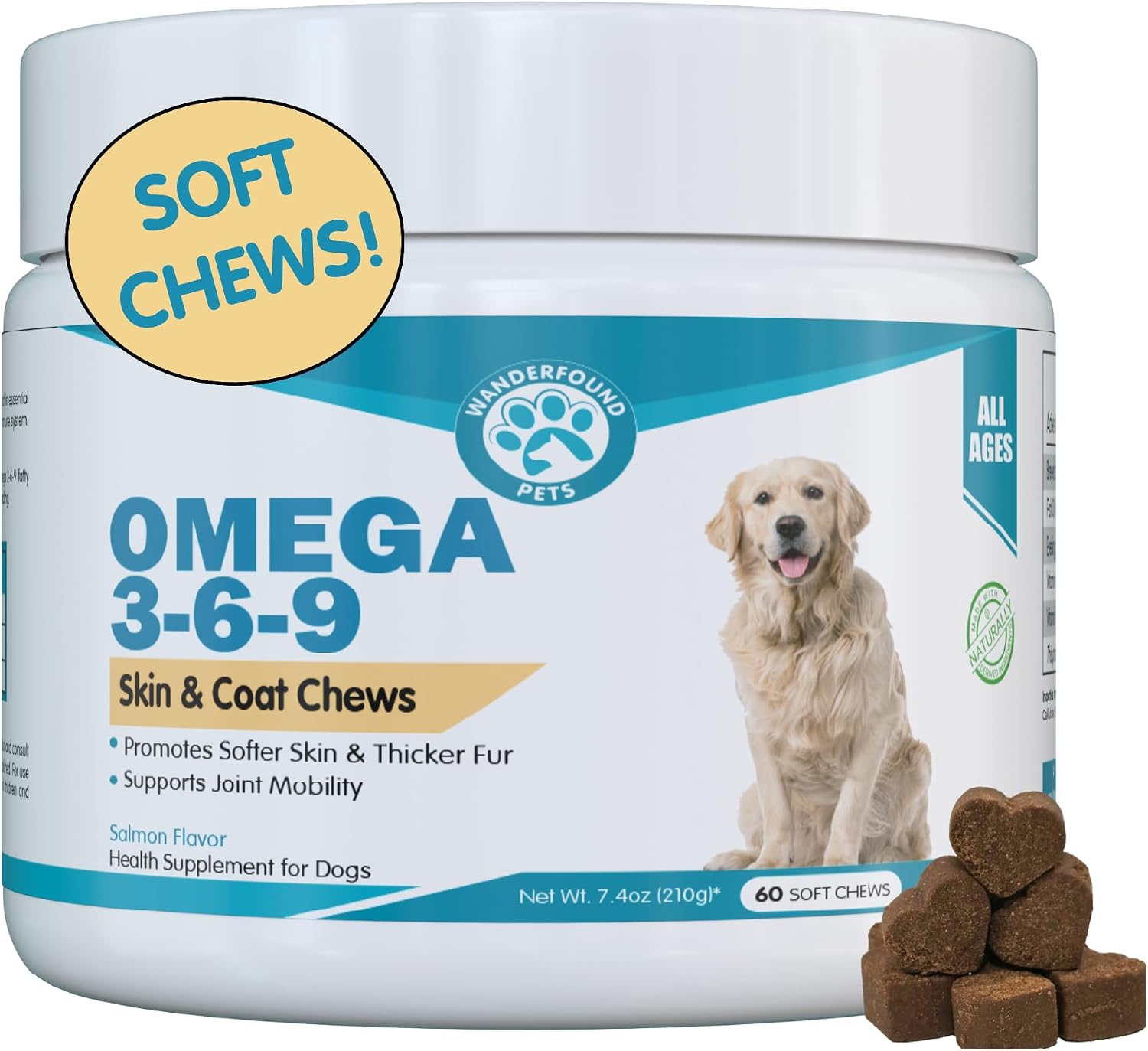 Wanderfound Pets Omega-3 for Dogs – Skin and Coat Fish Oil Soft Chews - görsel 1