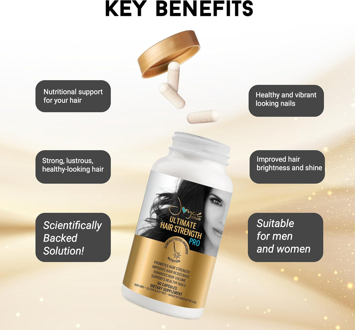 Joyce Giraud Ultimate Hair Strength Supplements 30-Day Supply, Formulated to Support Hair Strength, 60 Capsules - görsel 3