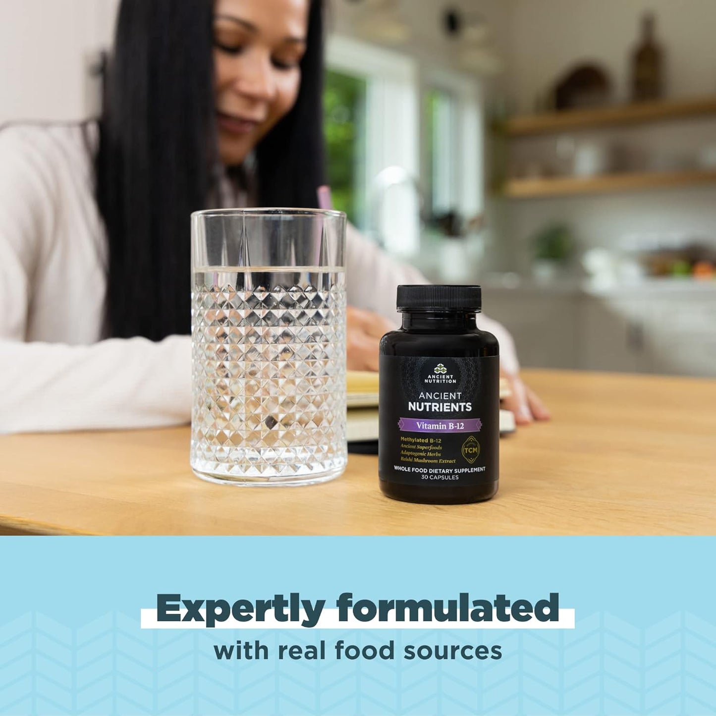 Ancient Nutrition Vitamin B12 Supplement – Supports Energy-Yielding Metabolism and Nervous System Health, Adaptogenic Herbs, 30 Capsules - görsel 5