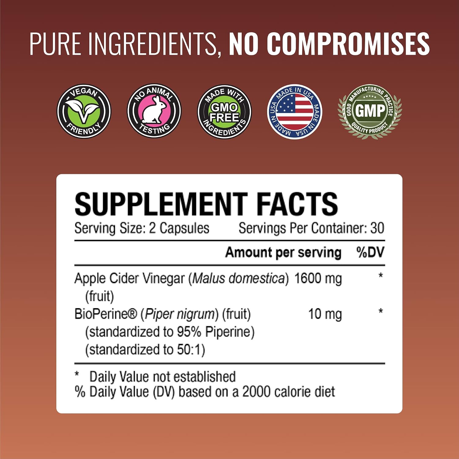 Approved Science Apple Cider Vinegar Capsules with The Mother and BioPerine - 1600 mg, 180 Capsules (Pack of 3) - görsel 6