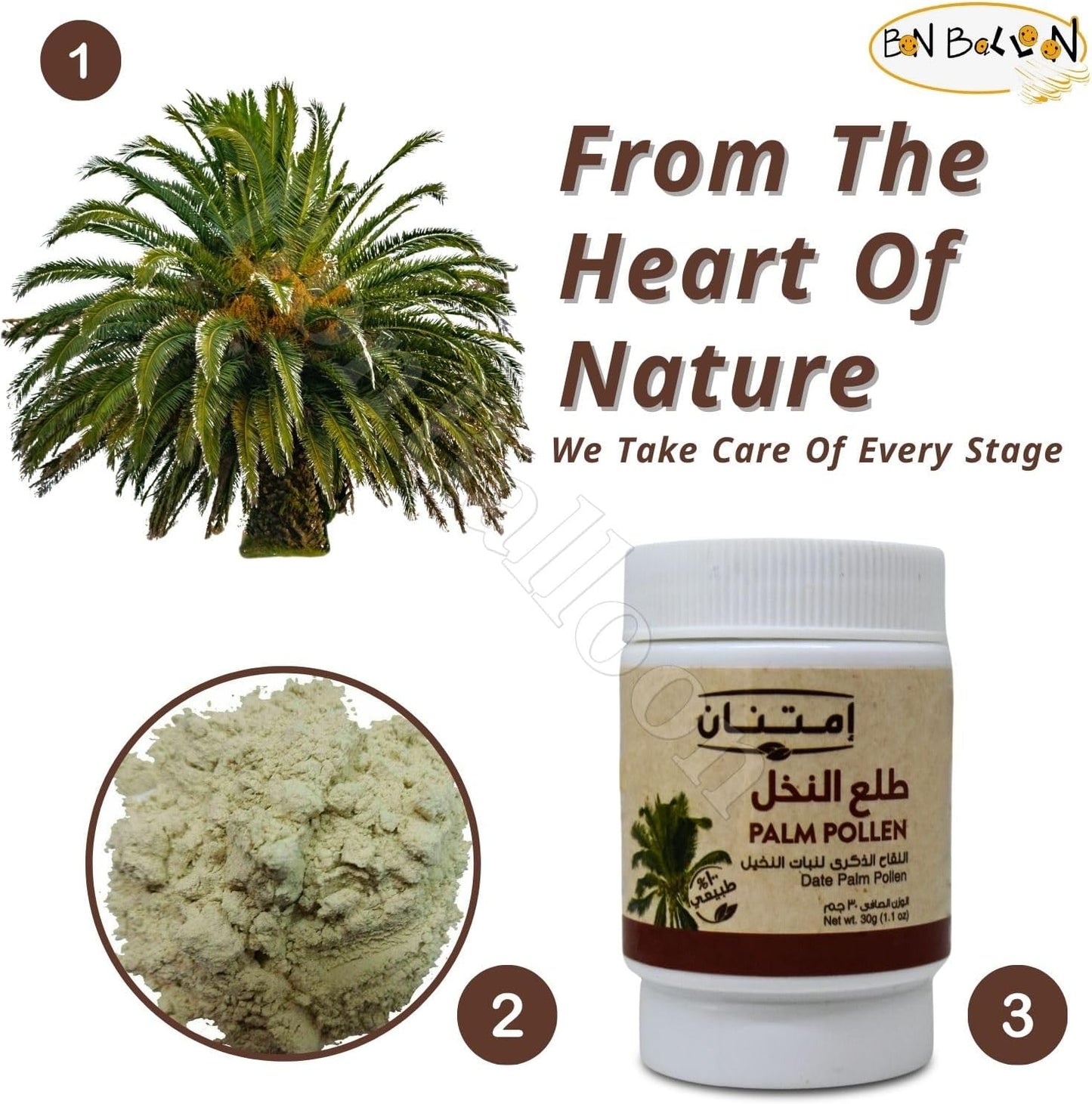 bonballoon Imtenan Palm Pollen Powder - 100% Pure, Natural, No Preservatives or Artificial Colour, Non-GMO, Kosher, Halal (30g) - görsel 4