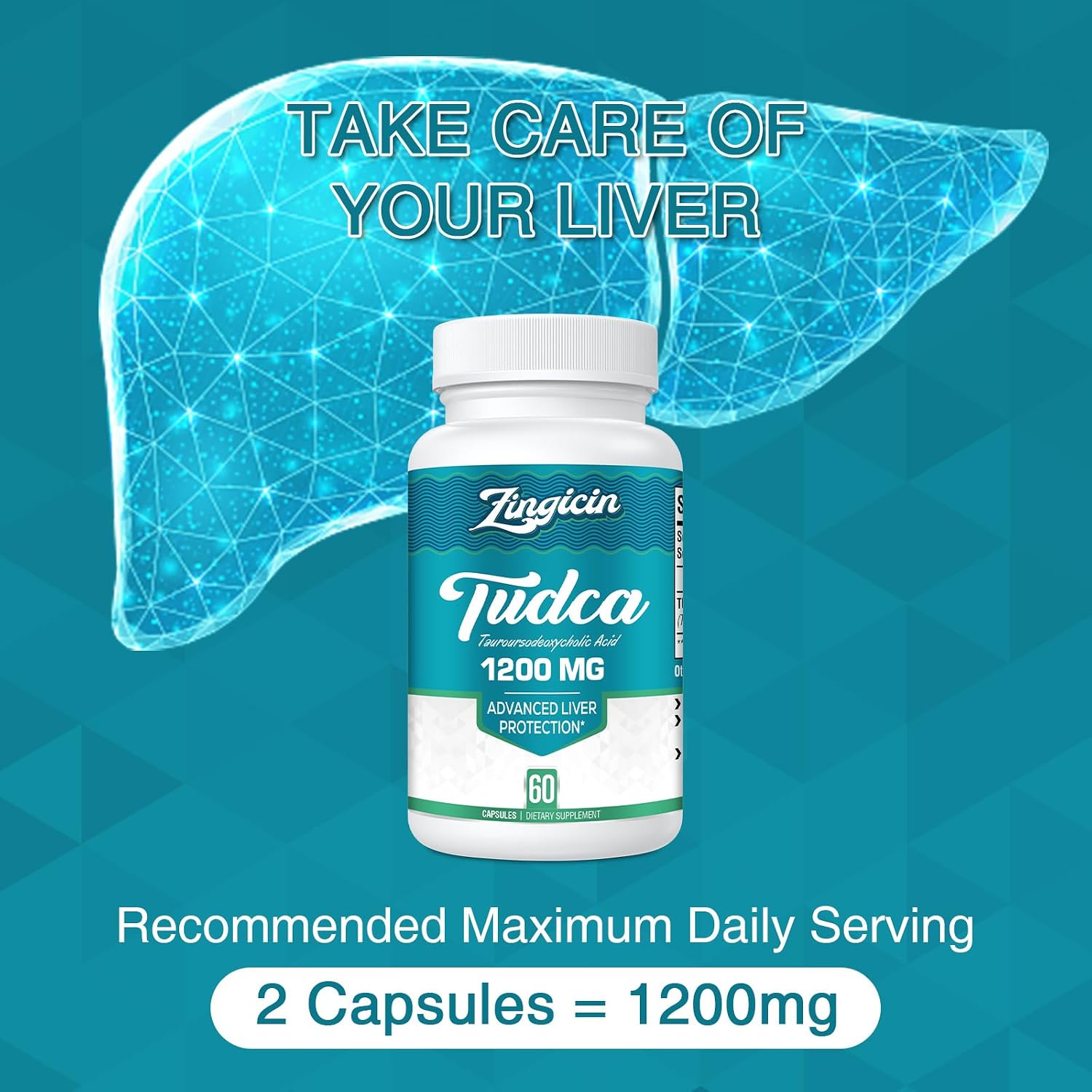 Zingicin TUDCA Supplement 1200mg - 60 Veggie Capsules - görsel 3