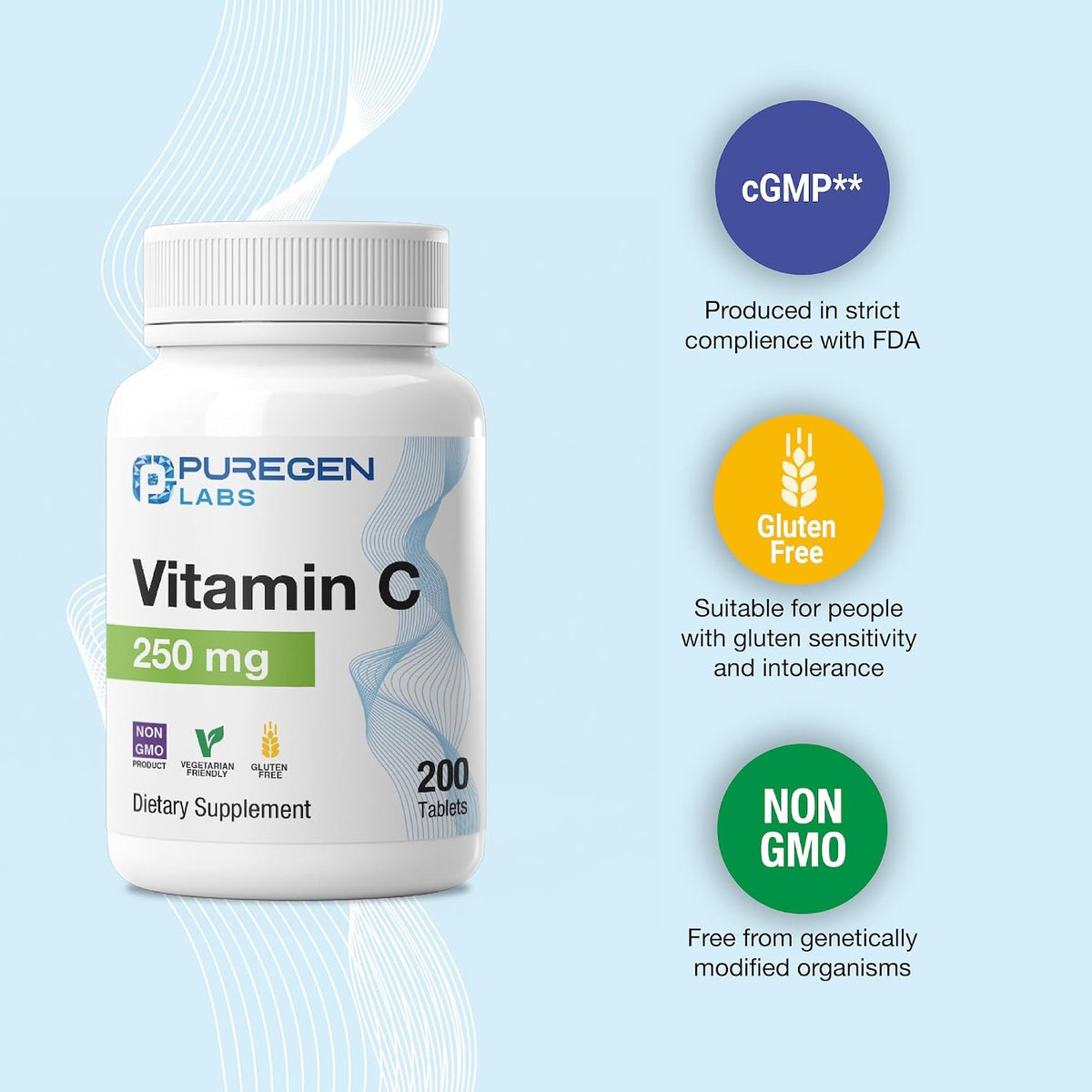 Puregen Labs Vitamin C 250 mg – 600 Tablets (3 Pack) - görsel 7