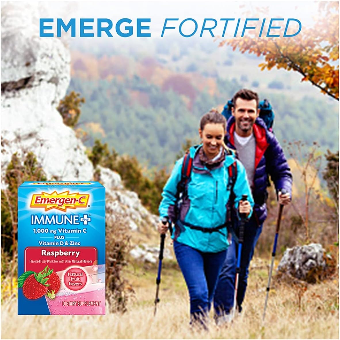 Emergen-C Immune+ 1000mg Vitamin C Powder – Raspberry – 30 Packets - görsel 2
