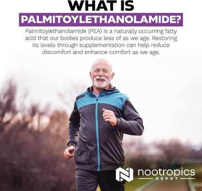 Nootropics Depot Palmitoylethanolamide (PEA) 400mg Capsules – Micronised for Enhanced Absorption – Joint, Nerve and Cellular Support – 180 Capsules