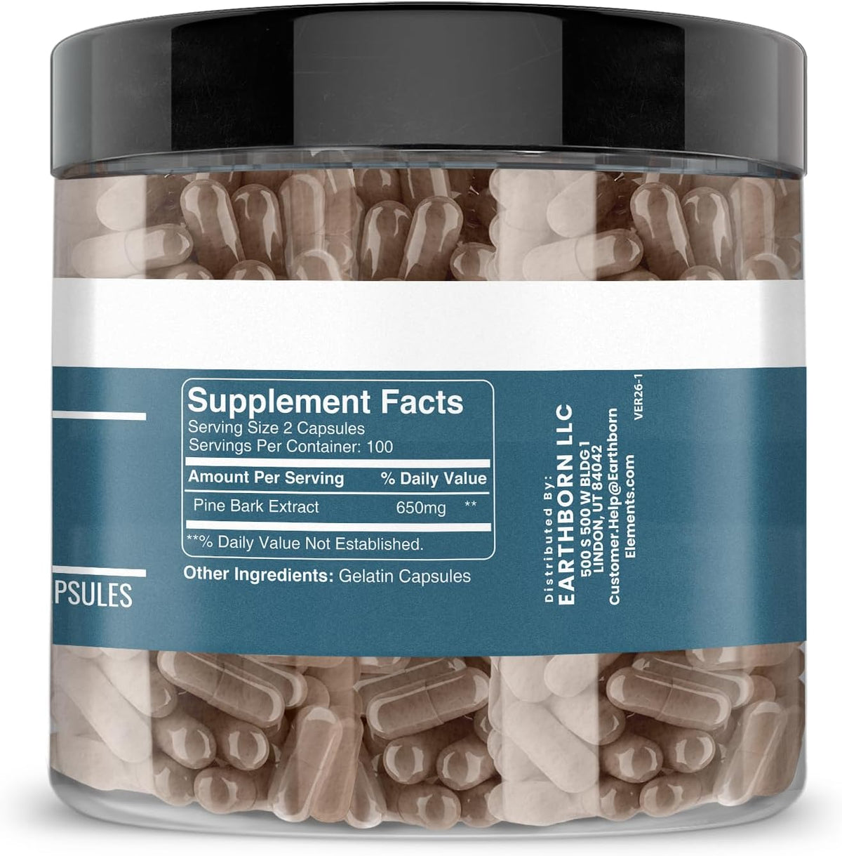 Earthborn Elements Pine Bark Extract, 200 Capsules, Pure and Undiluted, No Additives - görsel 2