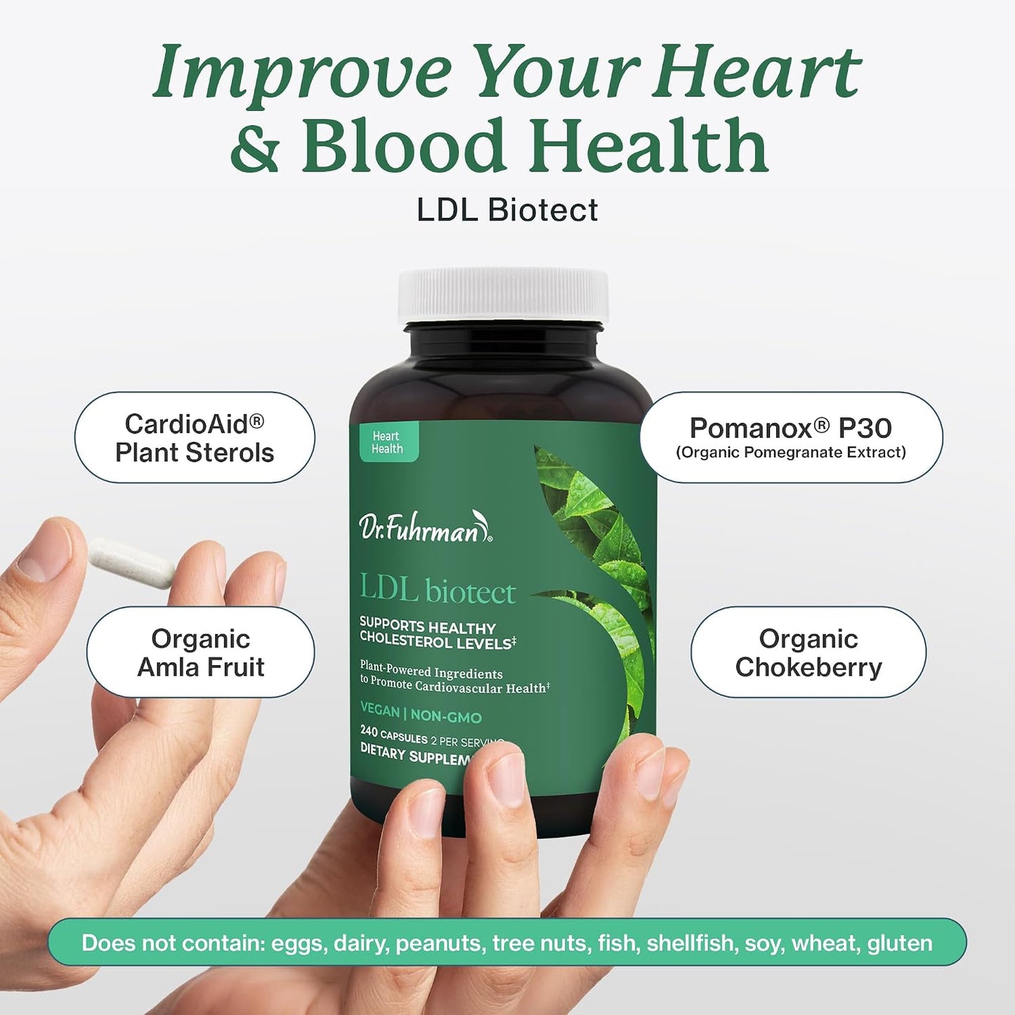 Dr. Fuhrman's LDL Biotect Cholesterol Lowering Supplement with Plant Sterols and Organic Extracts - 240 Capsules - görsel 4