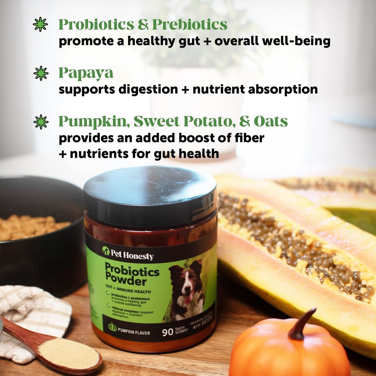 Pet Honesty Dog Probiotic Powder with Digestive Enzymes and Prebiotics - Pumpkin Flavour, 90 Scoops - görsel 3
