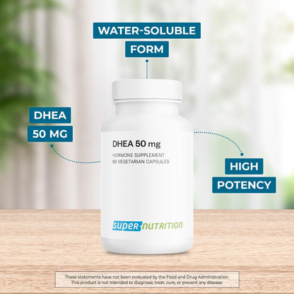 Supersmart DHEA 50mg - Essential Daily Supplement - Non-GM & Gluten-free - 60 Vegetarian Capsules