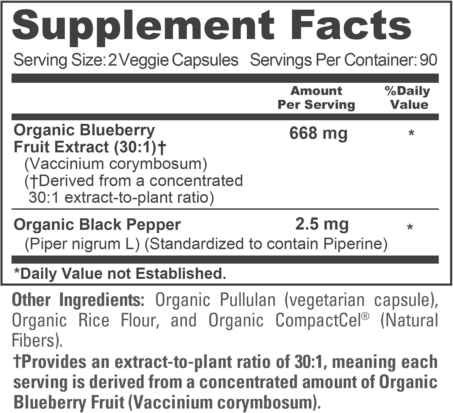 NusaPure Organic Blueberry Capsules, 668 mg, 180 Veg Capsules - görsel 4