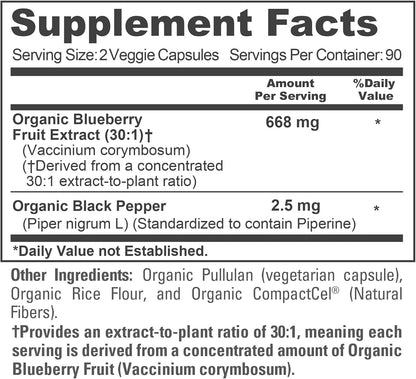 NusaPure Organic Blueberry Capsules, 668 mg, 180 Veg Capsules