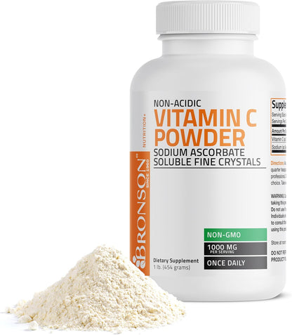 Bronson Non-Acidic Vitamin C Powder - Sodium Ascorbate, 454 g