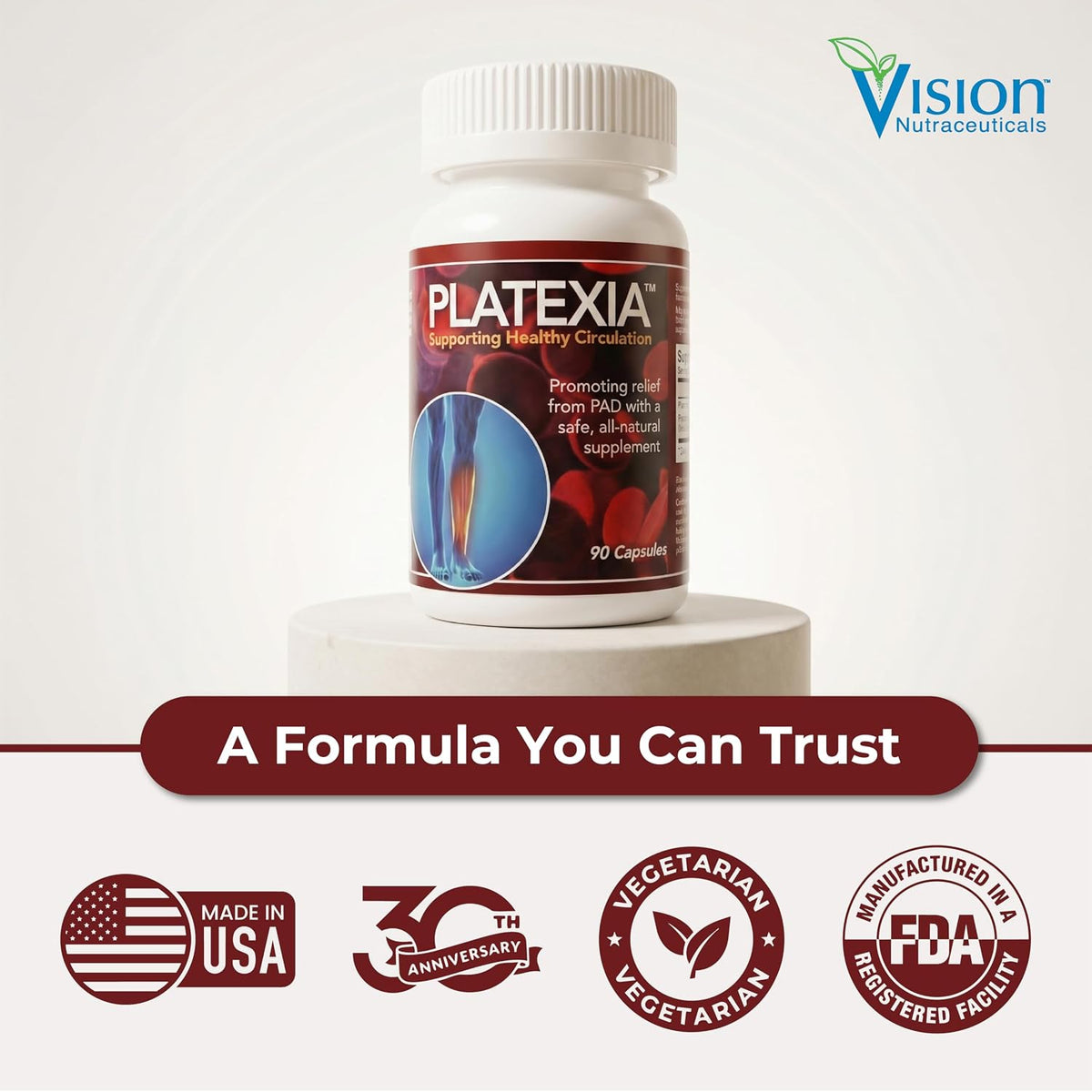 Vision Nutra Platexia with 3,000 FU Nattokinase NSP-2 - Blood Circulation Support - Non-GMO & Kosher - 90 Vegan Capsules - görsel 3