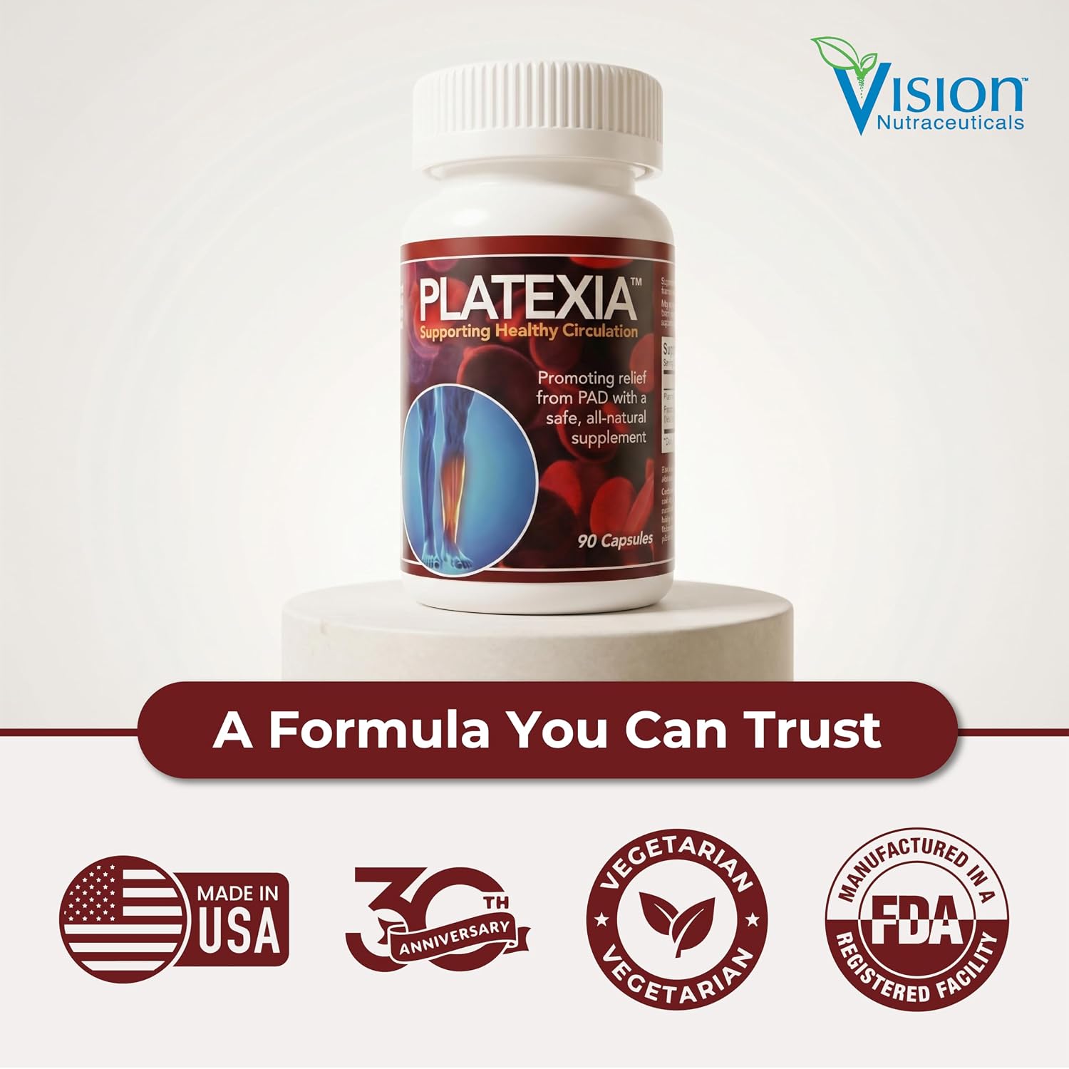 Vision Nutra Platexia with 3,000 FU Nattokinase NSP-2 - Blood Circulation Support - Non-GMO & Kosher - 90 Vegan Capsules - görsel 3