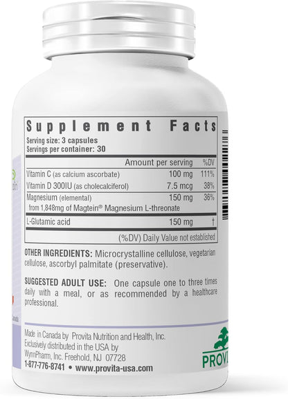Provita Magnesium L-Threonate – Brain Health & Cognitive Function – Vegan Capsules – 50mg Elemental Magnesium