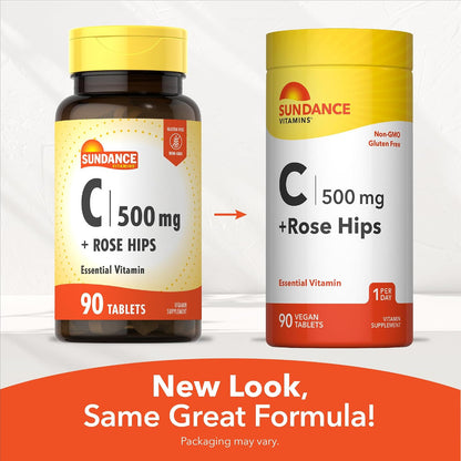 Sundance Vitamin C with Rose Hips | 500mg | 90 Vegetarian Tablets