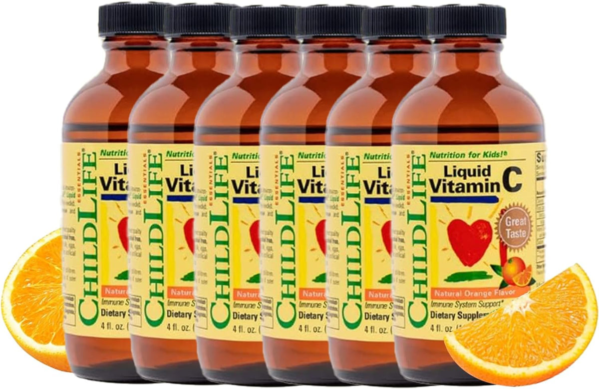 ChildLife Essentials Liquid Vitamin C for Children - Natural Orange Flavour, 4 fl oz (118 ml, 6-Pack) - görsel 1