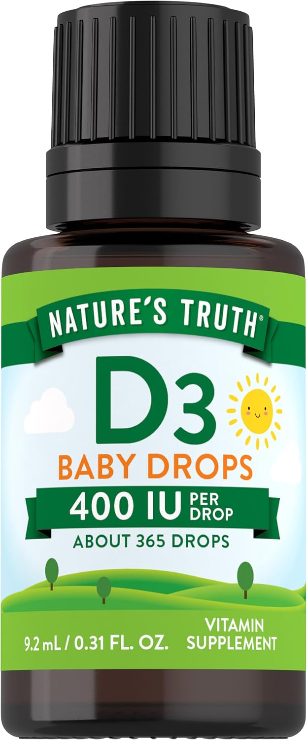Nature's Truth Vitamin D Drops for Infants | 400 IU | 9.2 mL | D3 for Children | Vegetarian, Non-GMO & Gluten-free - görsel 1