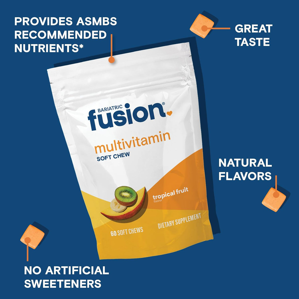 Bariatric Fusion Bariatric Multivitamin Soft Chew – Tropical Fruit – 60 Count (1 Month Supply) - görsel 3
