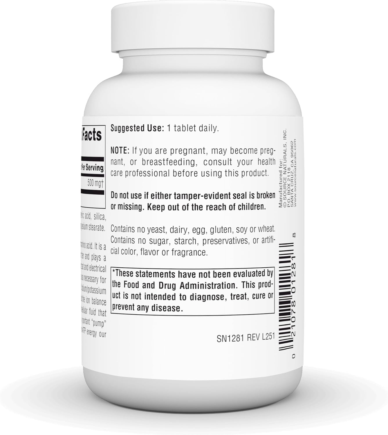 Source Naturals Taurine 500 mg Tablets - görsel 4