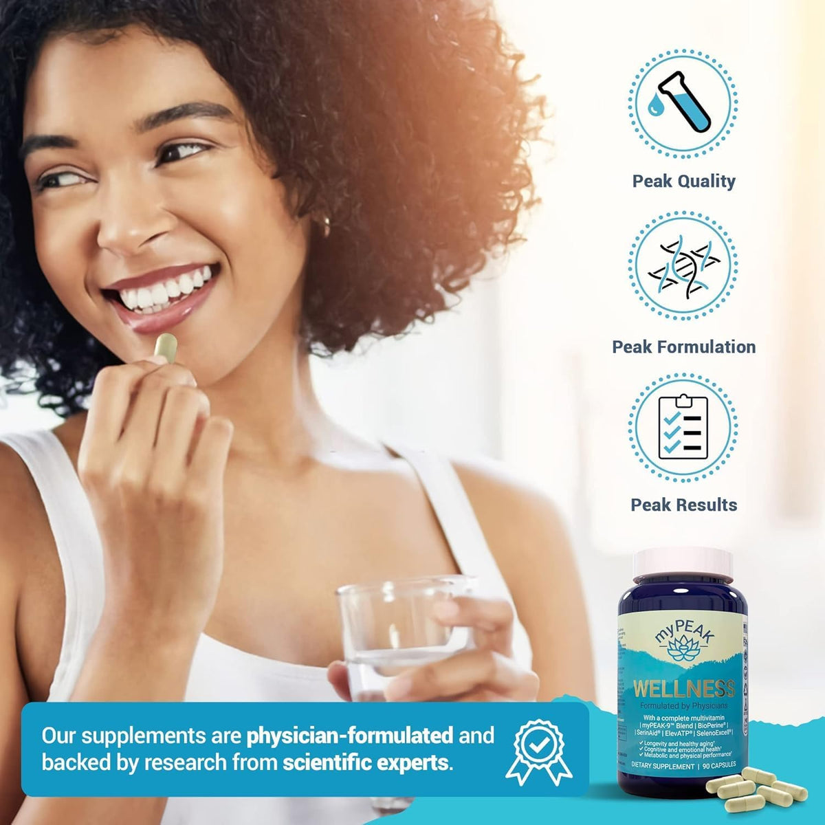 myPEAK Wellness Vegan Multivitamin - Award-Winning All-in-One with ElevATP, Astaxanthin, Resveratrol, and Alpha GPC for Men and Women, 90 Capsules - görsel 9