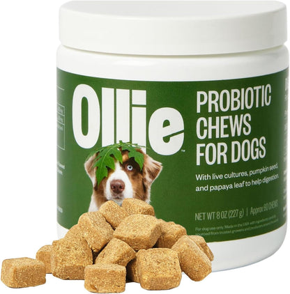 Ollie Belly Rubs Probiotic Dog Chews for Digestive Health, 60 Chews