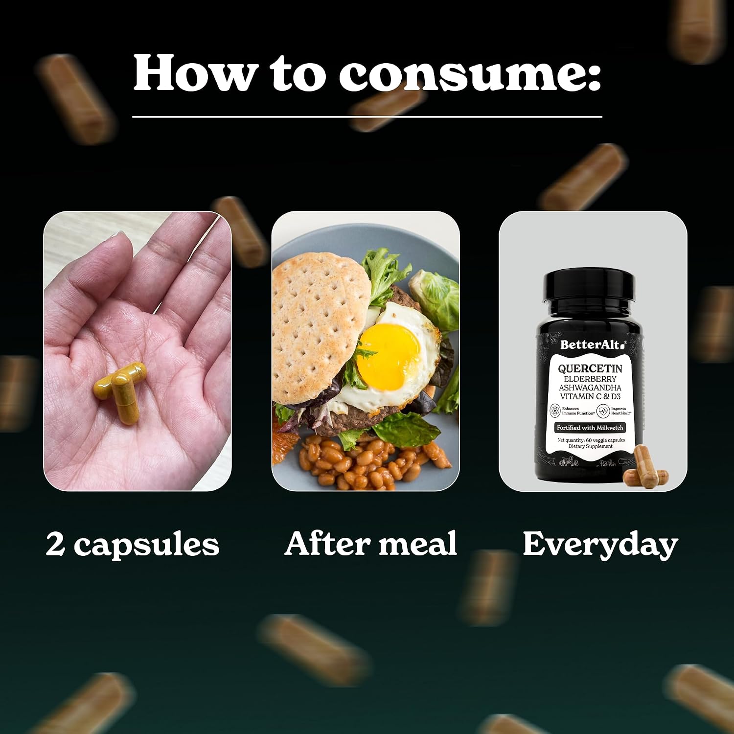 Better Alt Quercetin Capsules - 100mg Quercetin with Elderberry, Ashwagandha & 11 Potent Ingredients - görsel 7