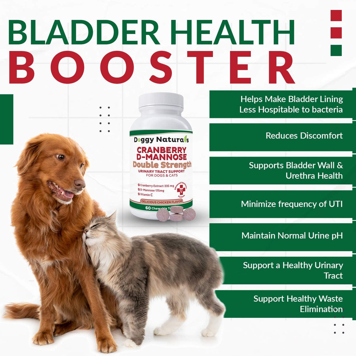 Cranberry D-Mannose for Dogs and Cats – Double Strength Chewable Tablets, 60 Count - görsel 4