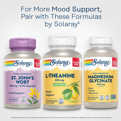 SOLARAY L-Theanine 200mg with Vitamin B6 - Mood Support Chewable Tablets