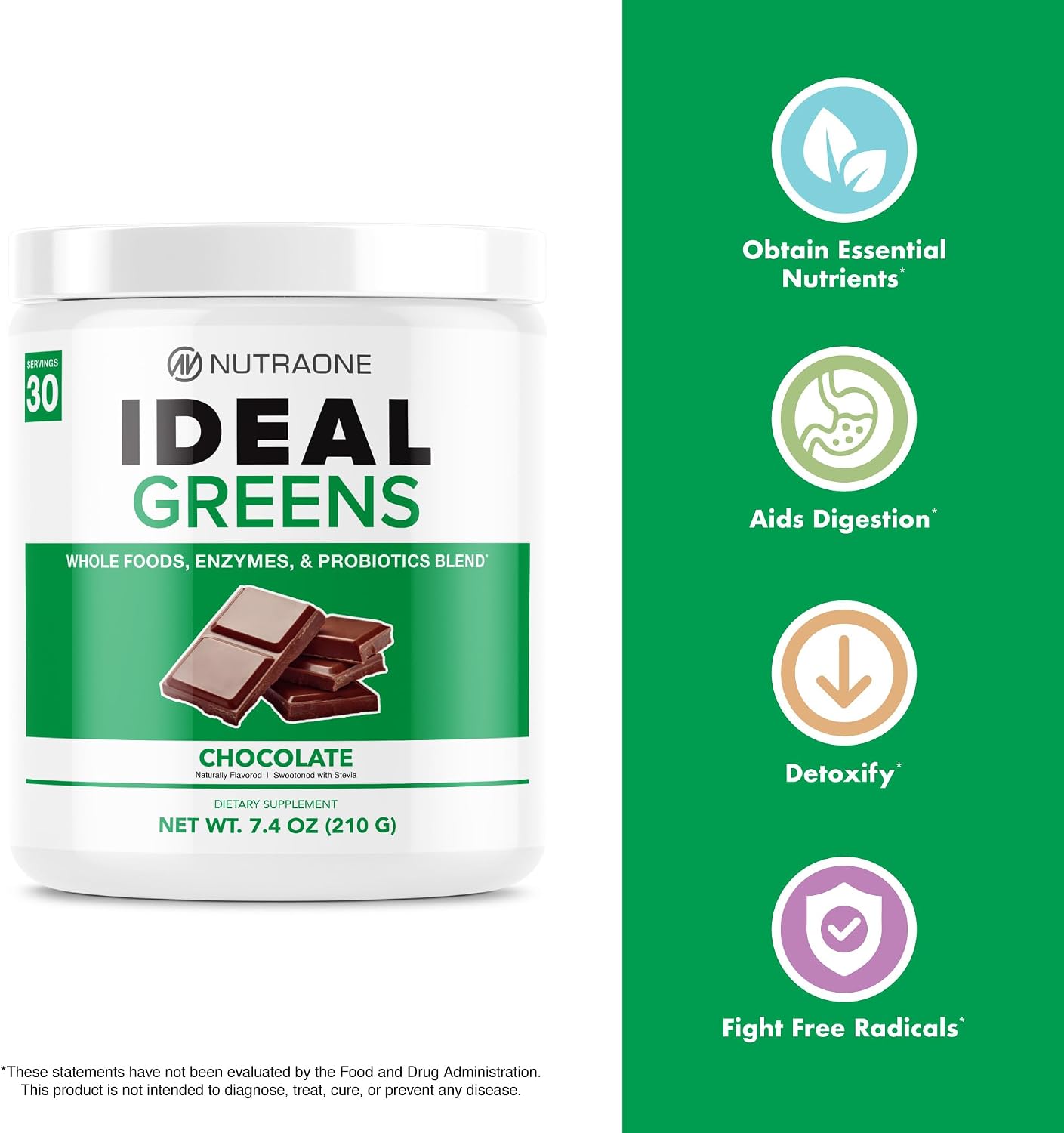 NutraOne Ideal Greens Antioxidant & Nutrient-Rich Superfood Greens Powder, Berry, 30 Servings - görsel 4